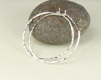 Hoop Earrings, Circle Earrings,Sterling Silver,  Hammered Hoops