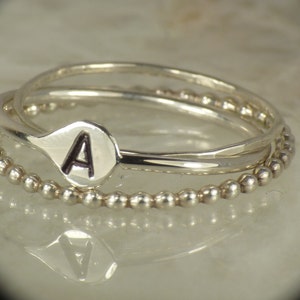 Initial Ring,Stacking Rings, 3 Rings, Personalized letter stacks,  Alphabet ring