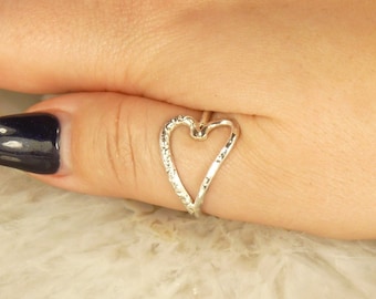 Heart ring, Thumb Ring, Sterling Silver Ring, Boho Style