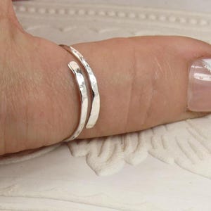 Thumb Ring, Adjustable Wrap Ring. Hammered Sterling Silver