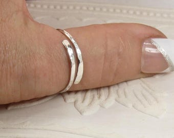 Hammered Sterling Silver Thumb Ring, Adjustable Wrap Ring