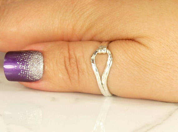 Slender Hammered Sterling Silver Thumb Ring, Boho Style