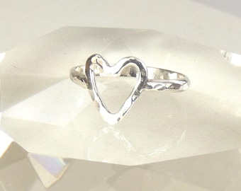 Pinky Ring,Knuckle Ring,Midi Ring, Heart ring,Sterling Silver
