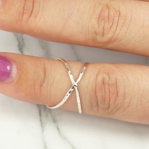 Midi Ring, X Ring,criss Cross, Sterling Silver Ring, Index