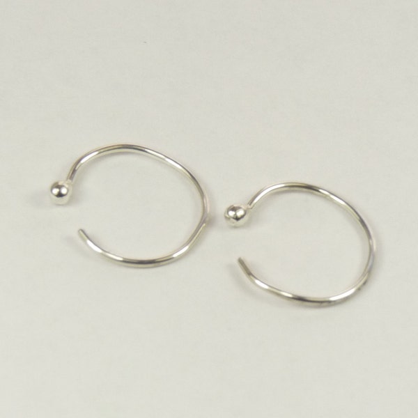 Sterling Silver Ball End Nose Ring, Thin Hoop (20/22 Gauge)