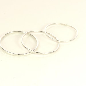 Silver Stacking Ring-Skinny Ring. Hammered band Ring, 20, 18, or 16 Gauge,Midi Ring