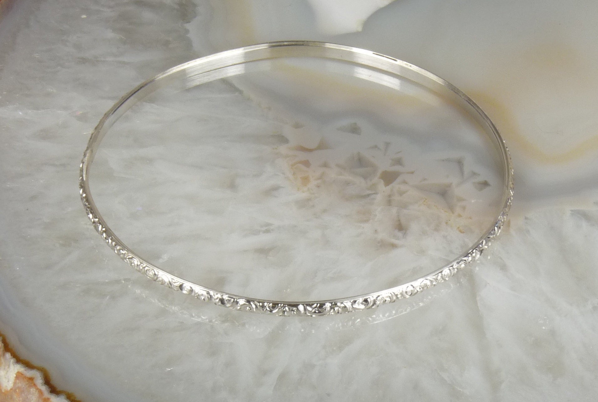 Bangle Pattern Bangle Sterling Silver Bangle3 Bangles | Etsy