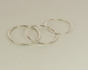 Silver Stacking Ring-Skinny Ring. Hammered band Ring, 20, 18, or 16 Gauge,Midi Ring