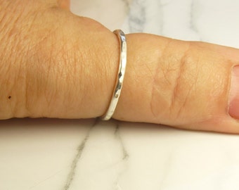 Thumb Ring-Skinny Ring-Sterling Silver ring,Hammered ring, 14 gauge