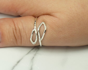 Wrap Ring,Thumb Ring, Adjustable Leaf Ring, Sterling Silver