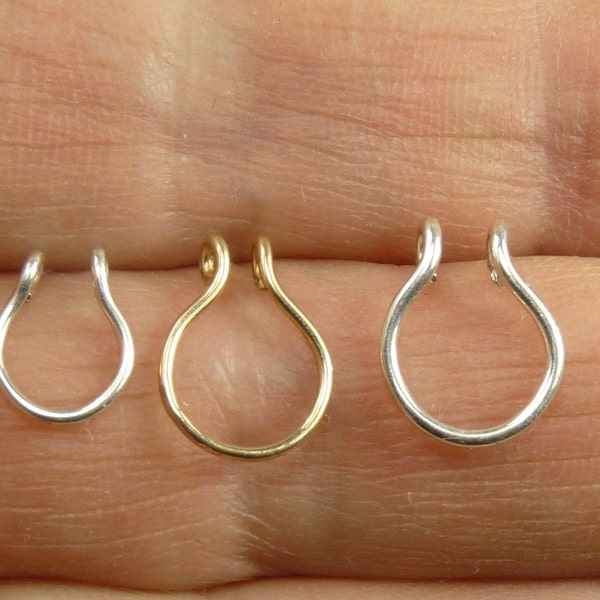 Septum Ring, Fake Septum, Sterling Silver-Gold nose ring-Faux Nose Ring