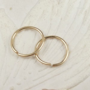 Hoop Earrings,  Conch Piercing- Tiny Hoops, 20 gauge wire, Gold  or Sterling silver earrings