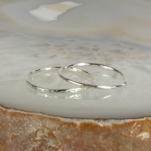 Stacking Rings, Thumb  ring,Sterling Silver Ring-Silver Hammered and smooth Ring-Band Ring