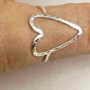 Heart Ring,Sterling Silver, Open Heart ring, Large Heart