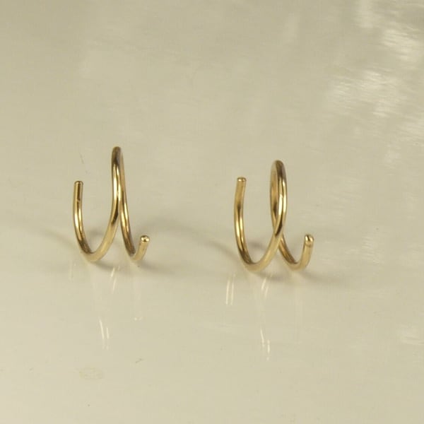 Twist Earrings,Huggies,Spirals,  Conch Piercing, Double Hoops, 20 gauge wire, Gold  or Sterling silver earrings