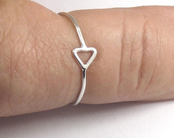 Geometric Triangle Sterling Silver Ring, Minimalist Jewelry