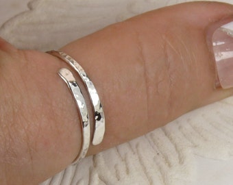 Thumb Ring, Bypass ring, Sterling Silver ring,  Adjustable  Ring, Midi ring