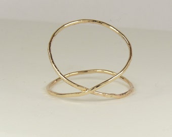 Criss Cross ring, Midi Ring, Gold Ring, X ring