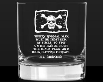 Geätztes Piraten-Quote Rocks-Glas: Sandgestrahlter Whiskybecher