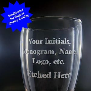 Personalisiertes und sandgestrahltes Logo, Monogramm, Text oder Design - Tolles Geschenk für Hochzeiten, Jubiläen, Partys
