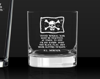 H.L. Mencken Pirate Quote Rocks Glass