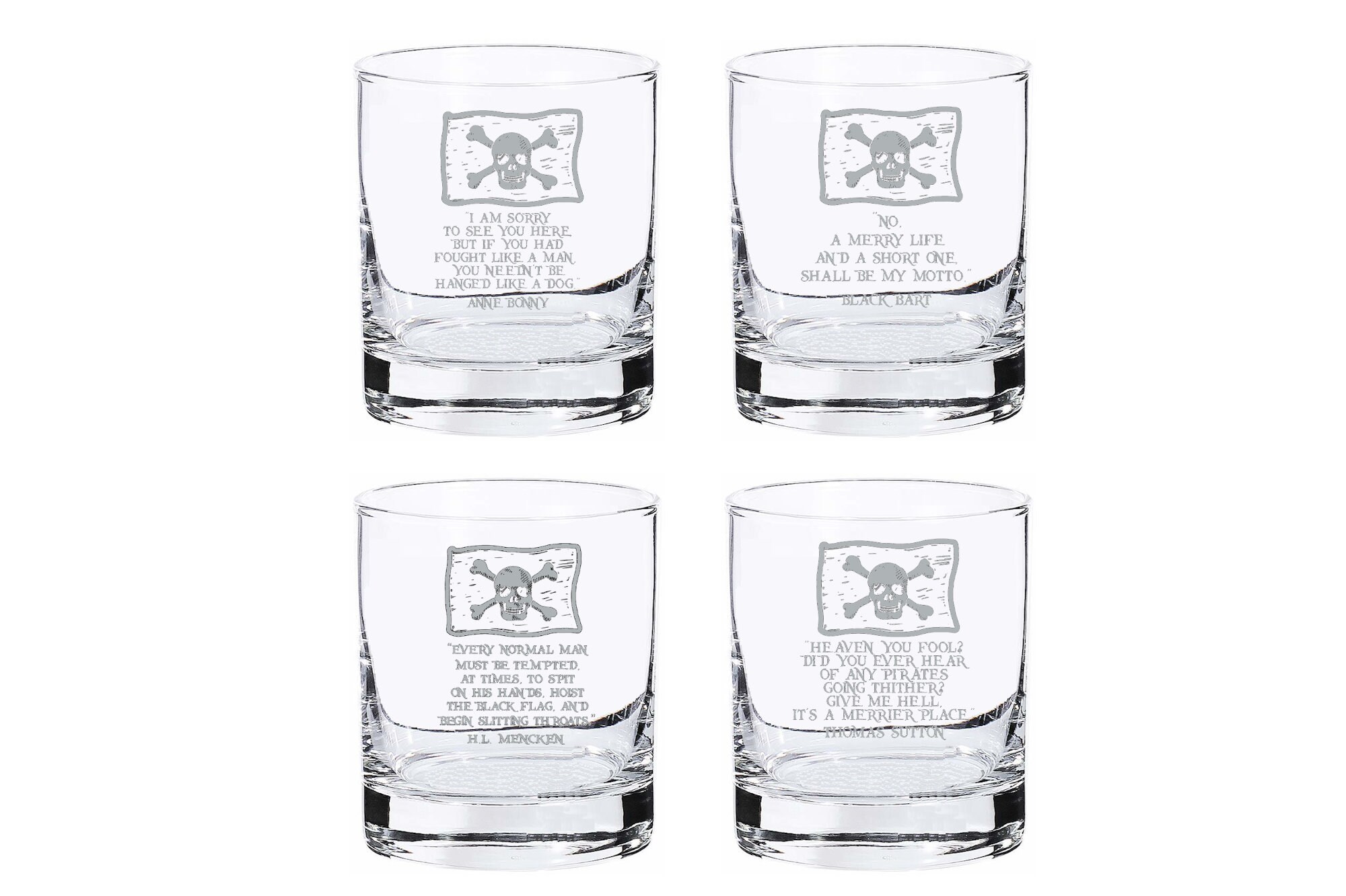 Set Of 2 3 Or 4 Pirate Themed Laser Etched Rocks Glencairn Etsy