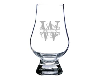 Monogram and Last Name Glencairn Bourbon, Whiskey, Scotch Glass, Wine, Mug, Rocks Pint Glass, Beer Can