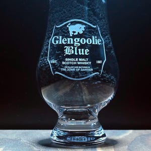 Glengoolie Blue Etched Glencairn Glass - Archer Gift