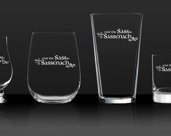 Sassenach Etched Glass: Outlander Gift, Sandblasted & Dishwasher Safe