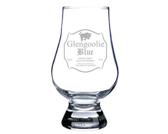 Glengoolie Blue Glencairn Bourbon, Whiskey, or Scotch Glass, Rocks glass, Archer, Boyfriend gift, Husband gift