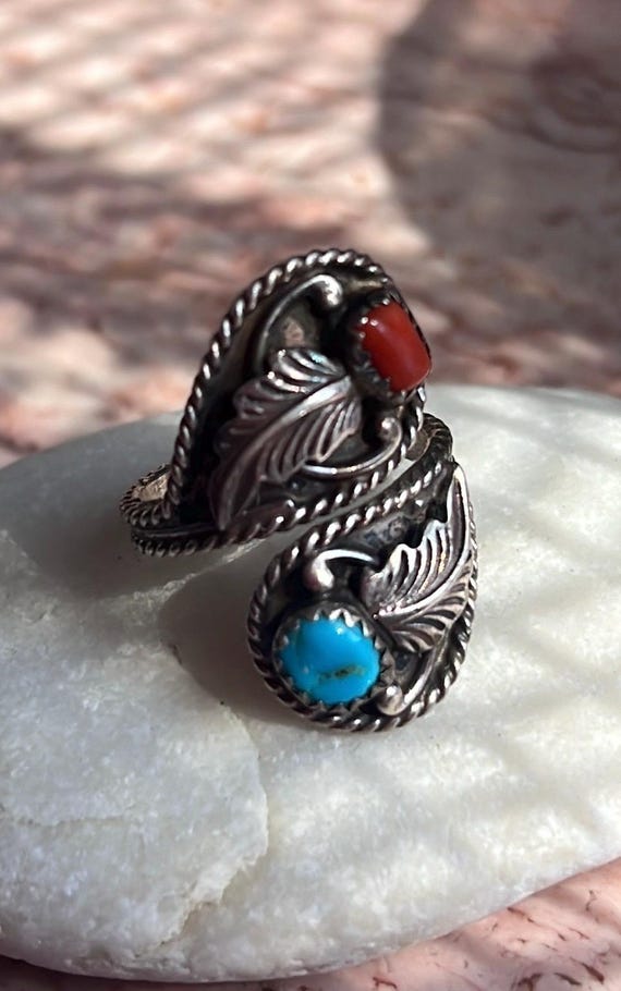 Beautiful coral turquoise ring