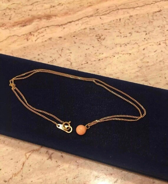 Vintage coral bead 18k necklace salmon momo - image 1