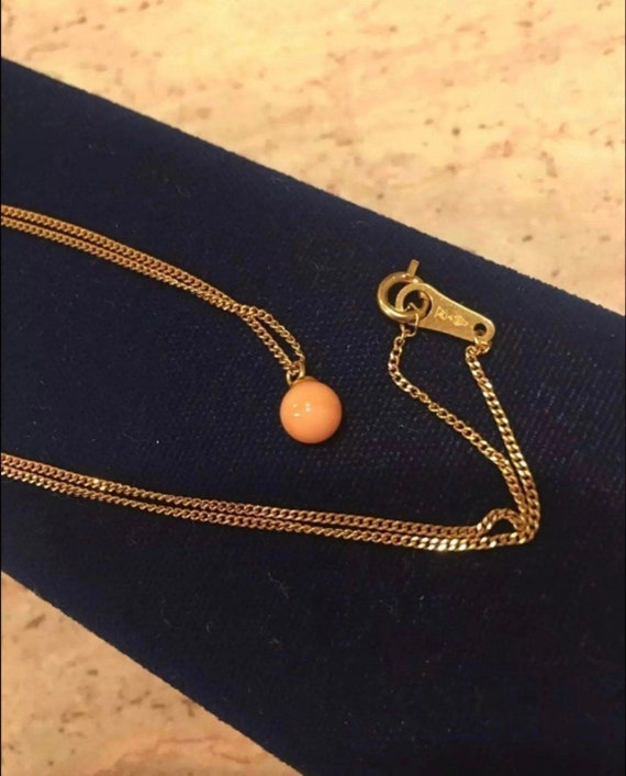 Vintage coral bead 18k necklace salmon momo - image 4