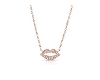 14KT White Gold Diamond Kiss Necklace