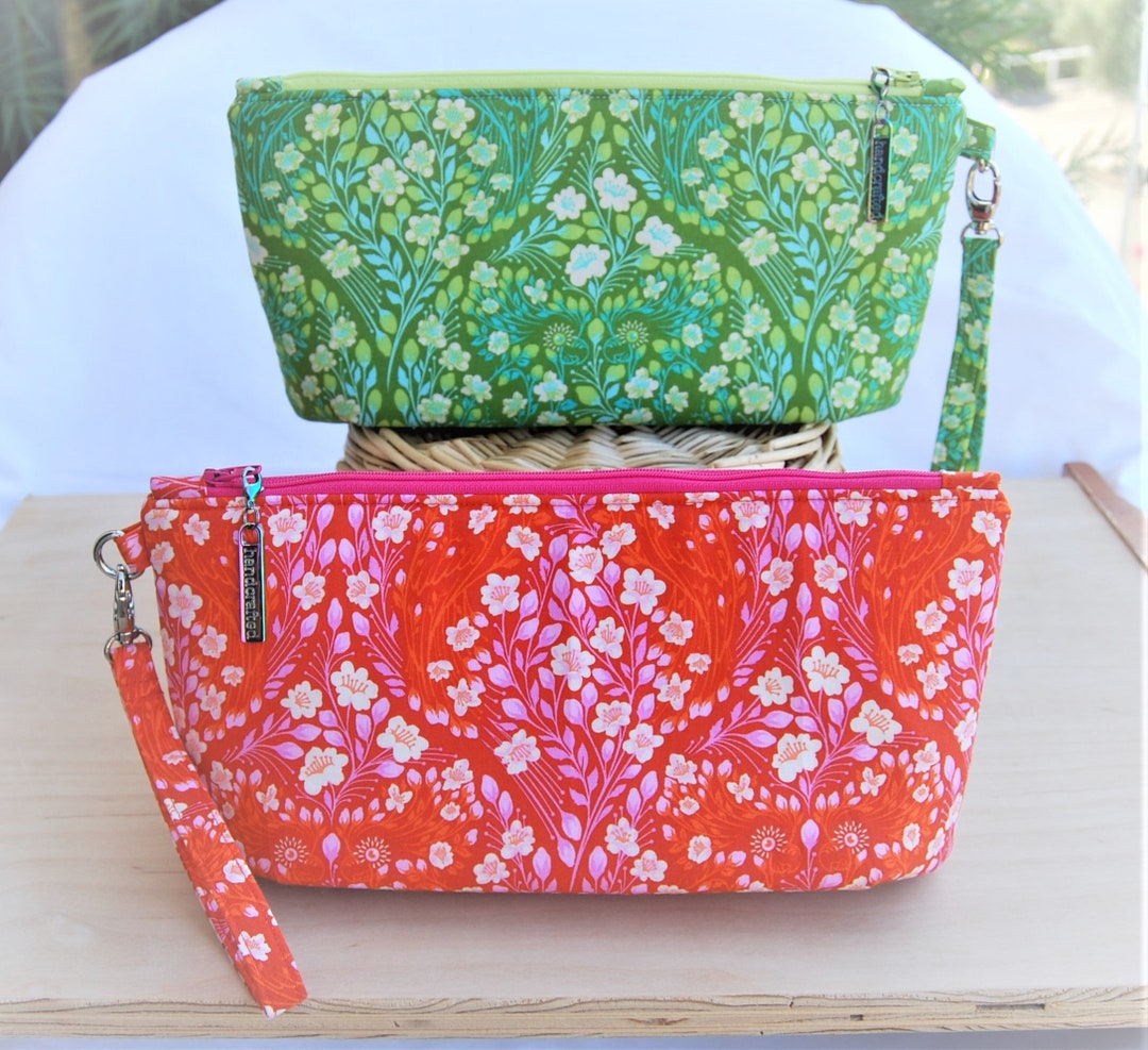 Zipped Fabric Pouch Floral Zip Bag Cosmetic Bag Travel Etsy