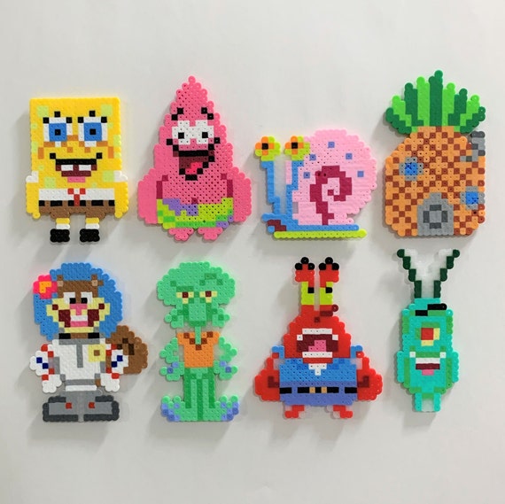 Imán de cuentas Perler de la casa de Bob Esponja | Etsy México