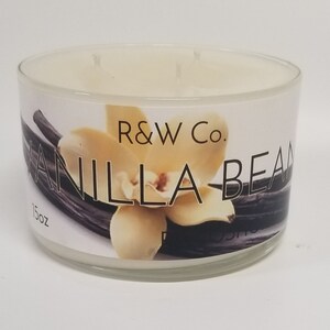 Vanilla Bean Triple Wick Candle. 15oz, Highly Scented and Hand Poured. Small Batch. Made in the USA.