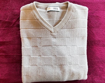 V-Ausschnitt Beige Mittelschwerer Pullover