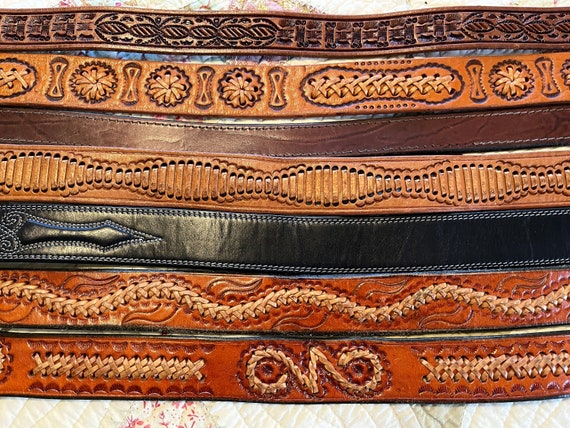 Vintage Western Leather Belts - Etsy