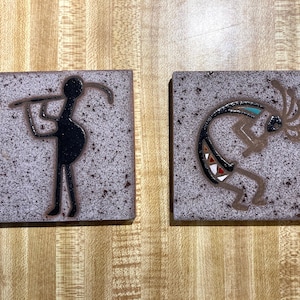 Set of 4&quot;x4&quot; Kokopelli Tiles — Italian 1983