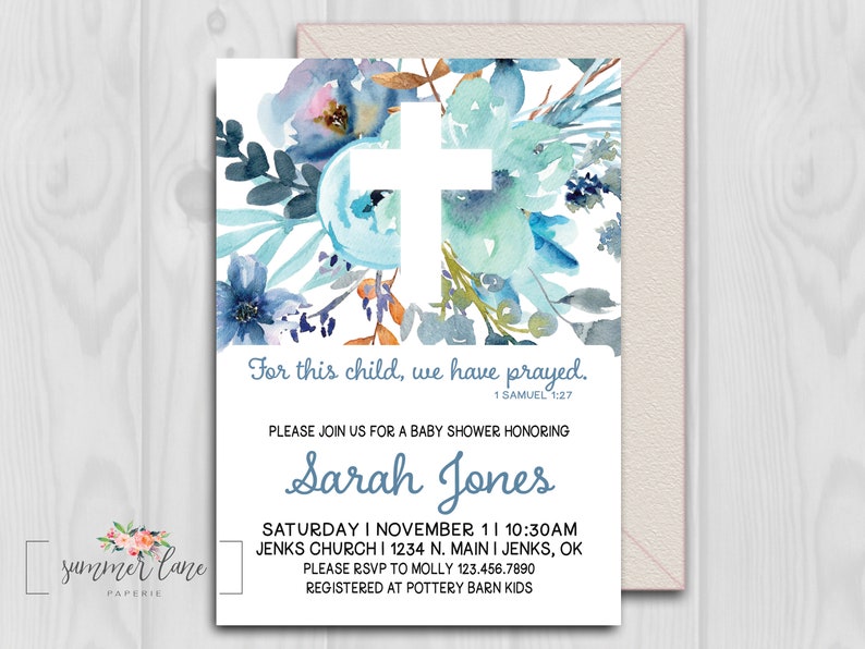 Boy Baby Shower Invitation Religious Newborn Announcement Etsy