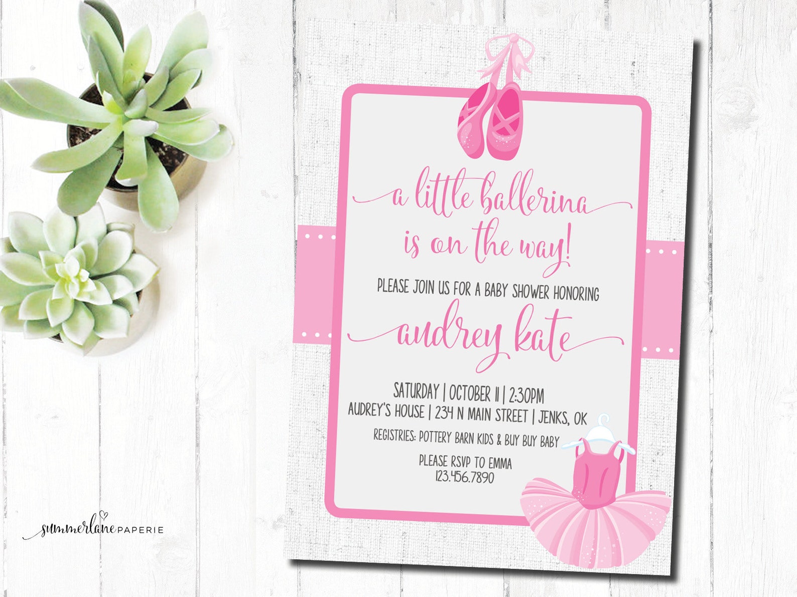 little ballerina baby shower invitations | pink tutu and ballet shoes girl baby shower | classy light pink ballet shower printab