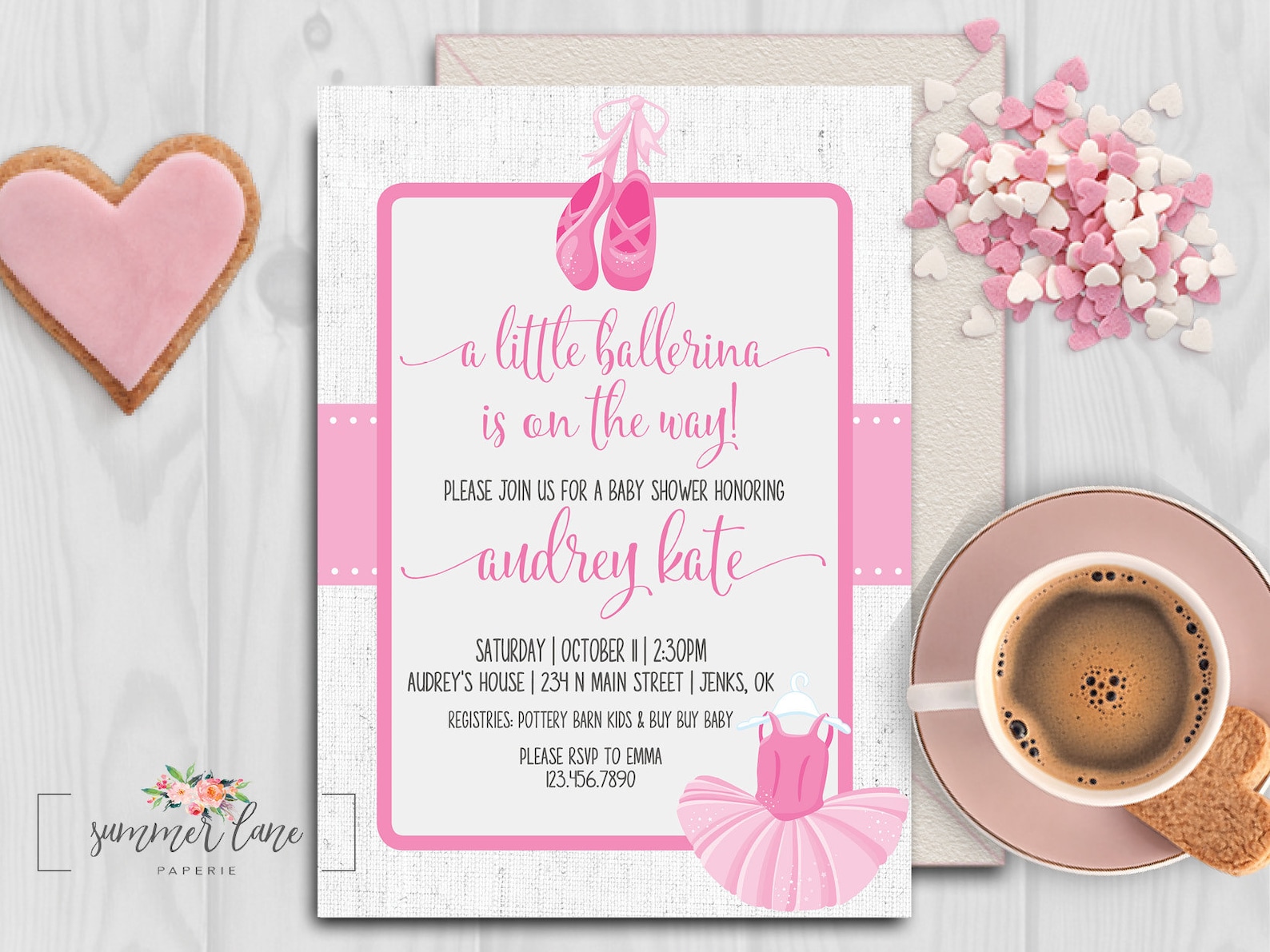 little ballerina baby shower invitations | pink tutu and ballet shoes girl baby shower | classy light pink ballet shower printab