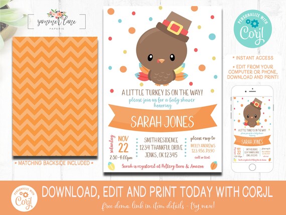 thanksgiving baby shower invitations