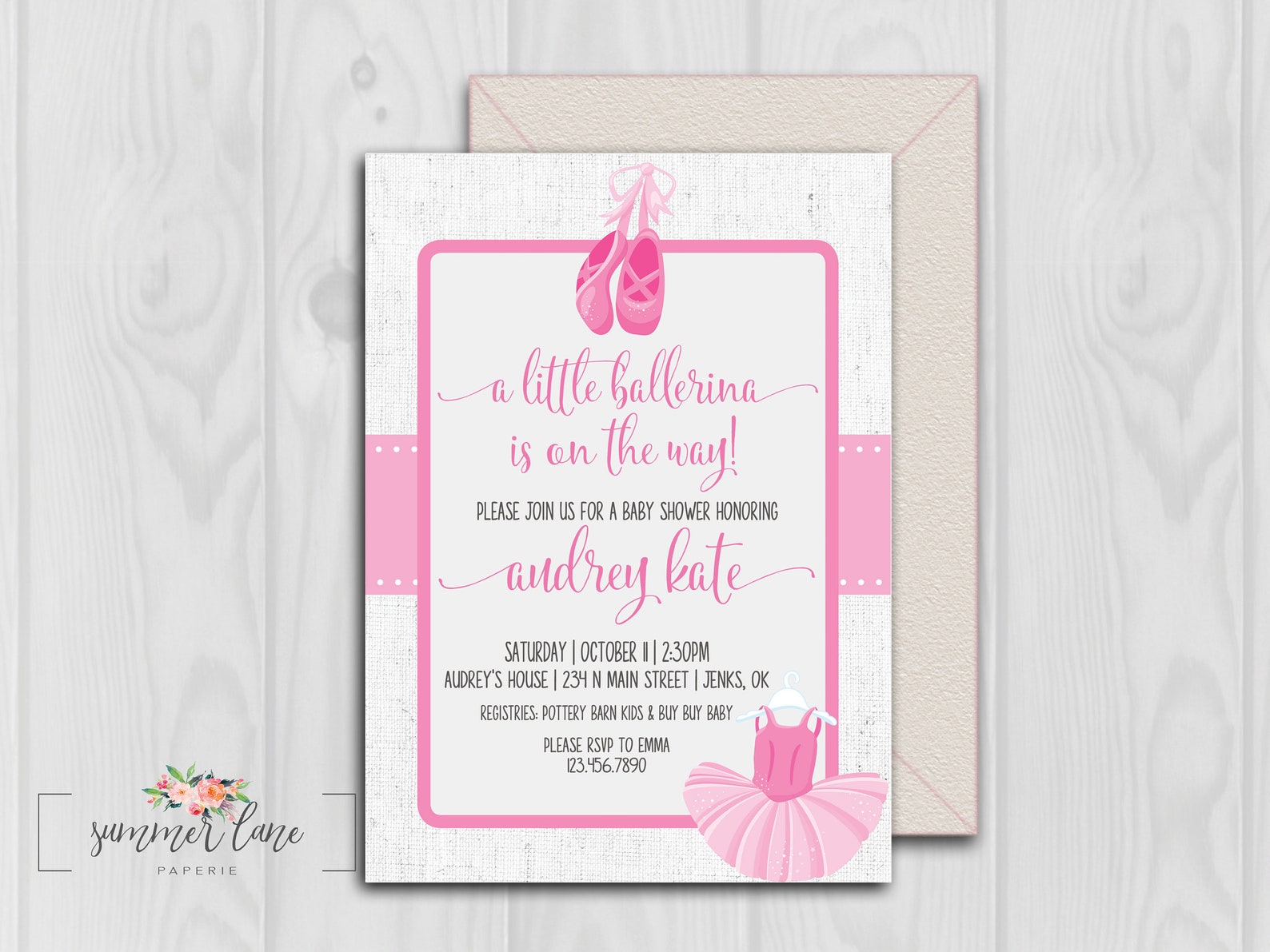 little ballerina baby shower invitations | pink tutu and ballet shoes girl baby shower | classy light pink ballet shower printab