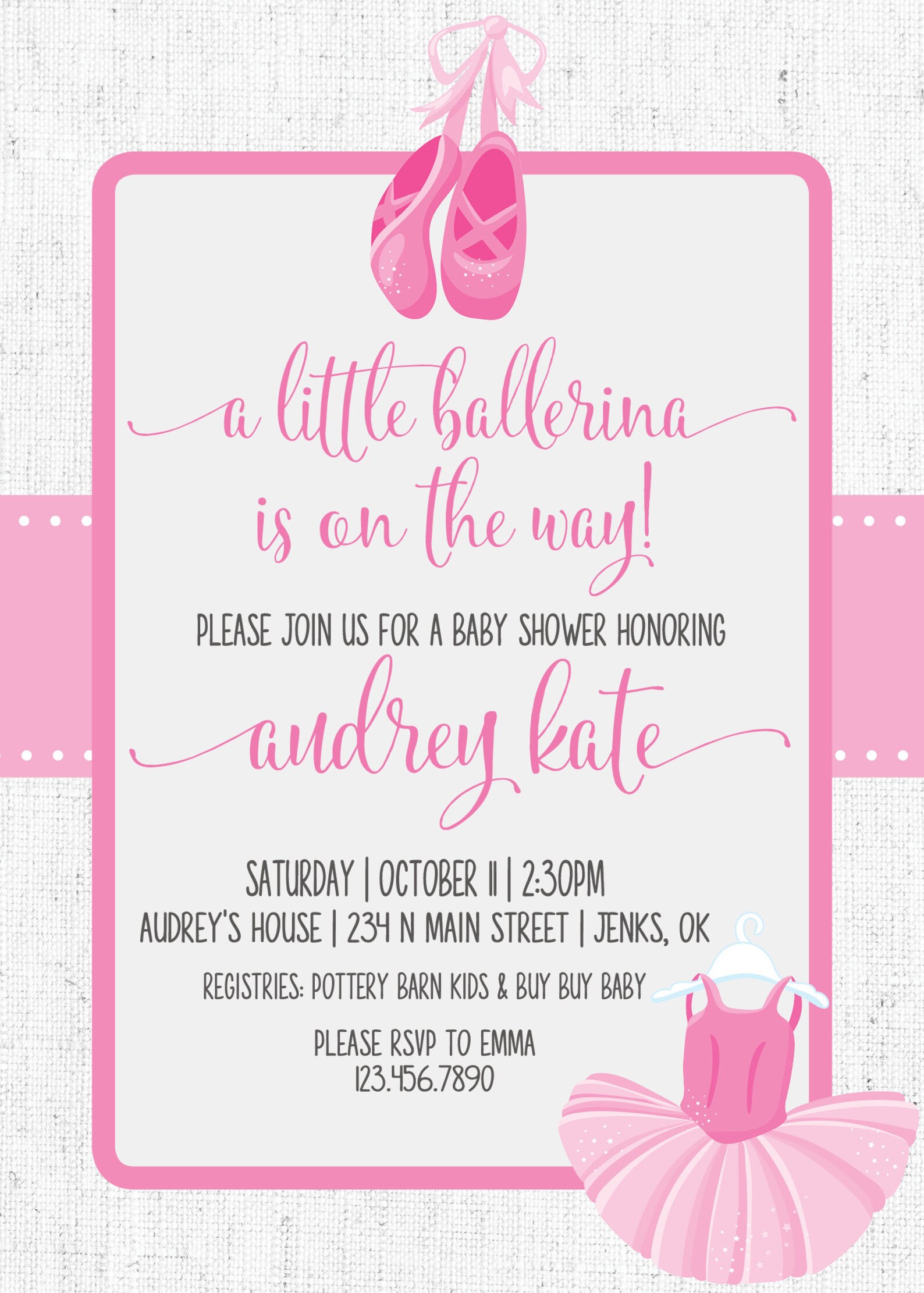 little ballerina baby shower invitations | pink tutu and ballet shoes girl baby shower | classy light pink ballet shower printab