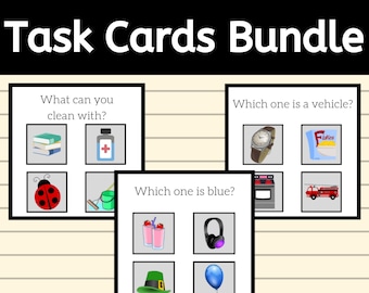 Feature Function Class Task Cards Bundle - ABA, Speech Therapy - Autism Visuals - Attributes, Category, Categories