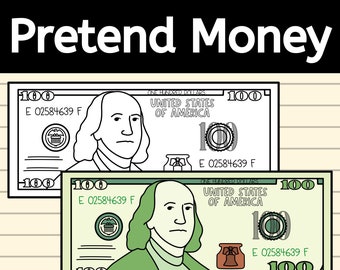 Pretend Money - US Bill - Play Money Printable - Pretend Play - Play Pretend Money - Life Skills Teacher, Life Skills Classroom - ABA, BCBA