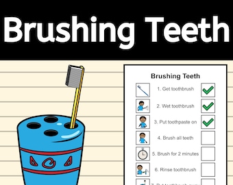 Brushing Teeth Task Analysis EDITABLE Visual Steps and Data Sheet for ABA Therapy