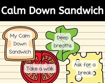 Calm Down Sandwich for Emotional Regulation, Coping Skills, and ABA Strategies